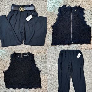 Linen Wide Leg Pants & Black Top